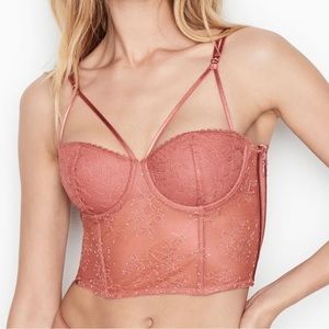 Victoria’s Secret Very Sexy Lightly Lined Bustier Lace Top // Rose // 32DD
